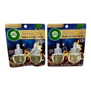 Air Wick Plug in Bonfire and Crisp Fall Scented Oil 4 Refills Limited Edition